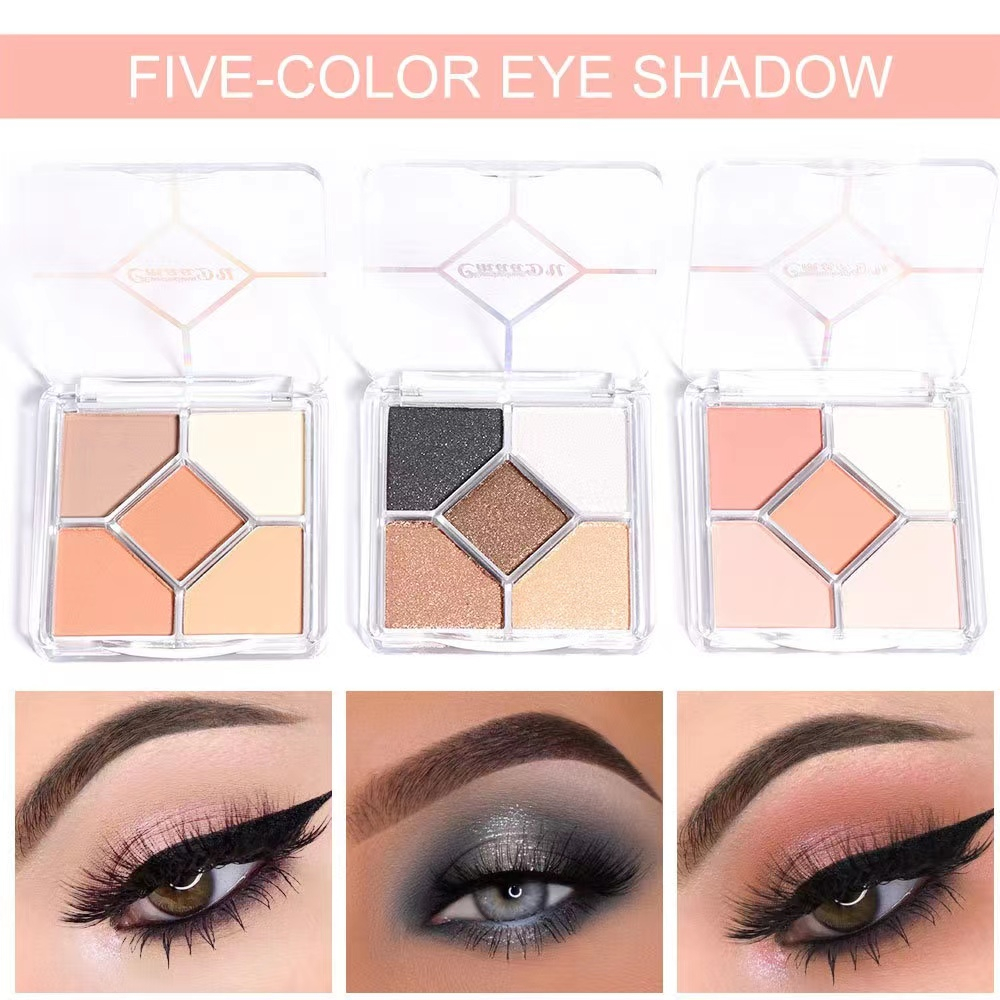 5 Colors Eyeshadow Palette Waterproof Glitter Matte Eyeshadow Pallete Shimmer Diamond Sequins Women Eye Makeup Pigment