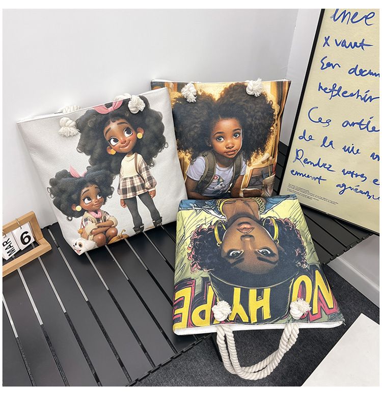 Miss DG Painting hand bag Cartoon canvas bag Large capacity Beauty Tote bag Shopping shoulder bag