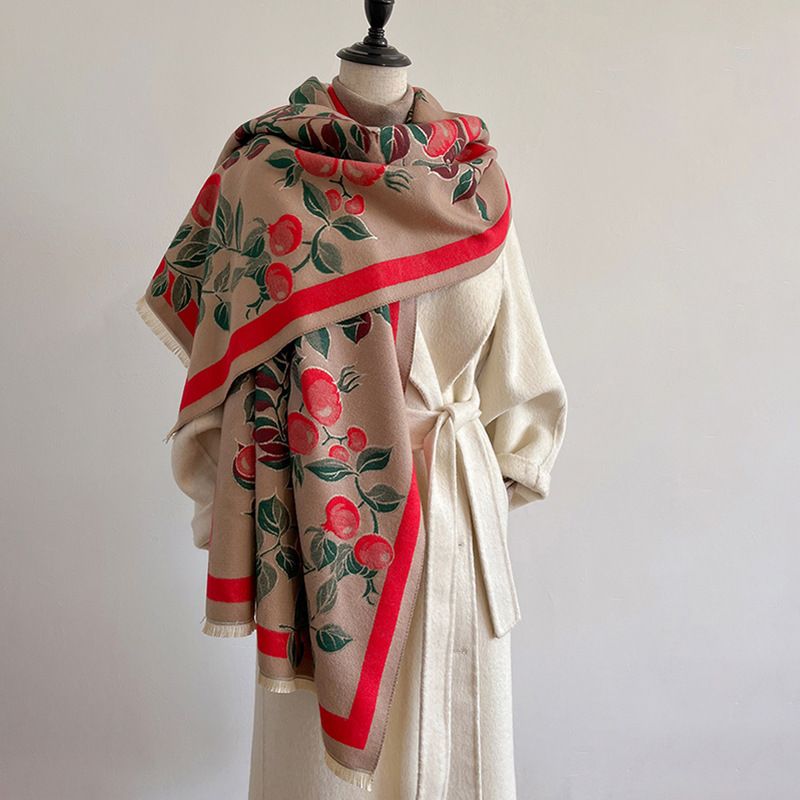 Women's Autumn/Winter Imitation Cashmere Warm Scarf, Short Tassel Jacquard Scarf