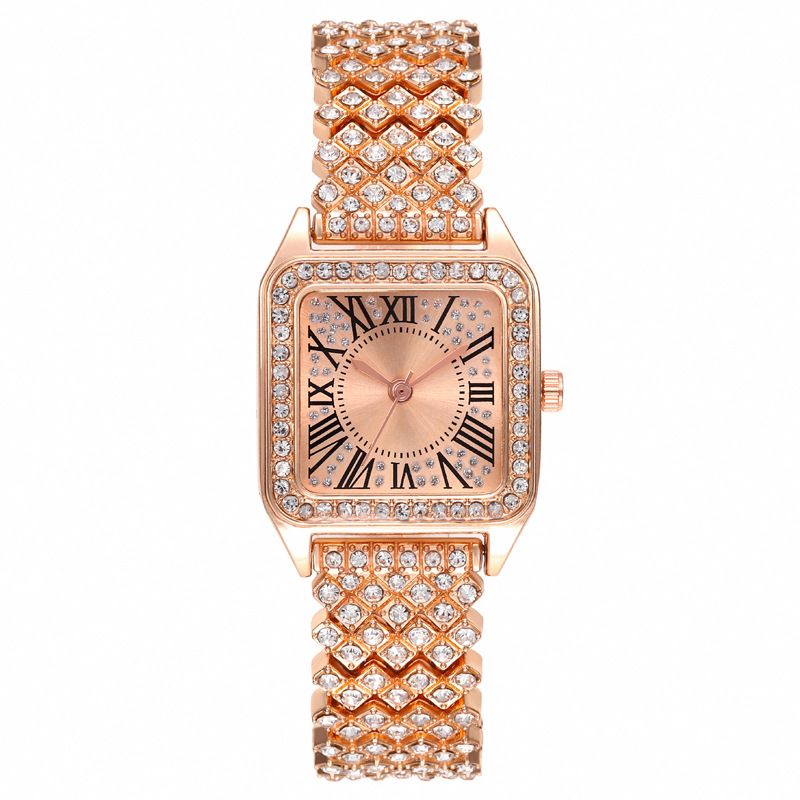 Women Glitter Crystal Girls Bracelet Watch Alloy Quartz Watch Stylish Rhinestone Business Casual Dress Wristwatches