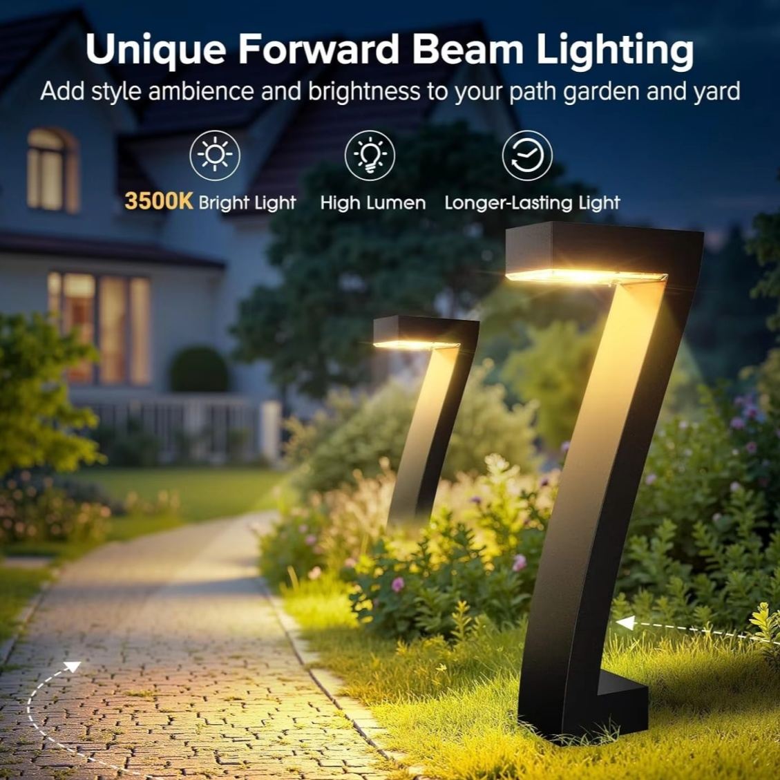 7-Shaped Solar Garden Spike Light, IP65 Waterproof Ultra Bright LED Landscape Lamp, Auto On/Off Solar Pathway Lighting for Yard Lawn Patio Walkway Decor