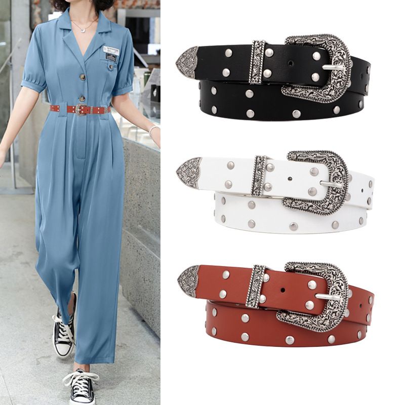 Vintage girth for women European and American decoration all match fashion personality punk ladies belt 1649