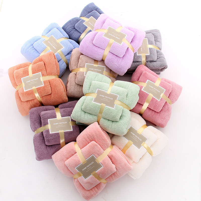 Coral Fleece Absorbent Hair Swimming Face Hand Bath Towel Sets Microfibre Towels Bathroom Towels Microfiber Set

