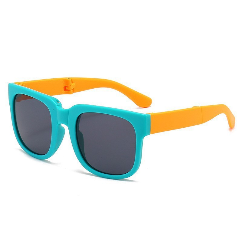 Kids Polarized Sunglasses, UV400 Protection Foldable Sun Glasses, Colorful Two-Tone Frame Eyewear for Boys Girls, Anti-Glare Shades for Toddlers Children Outdoor Activities