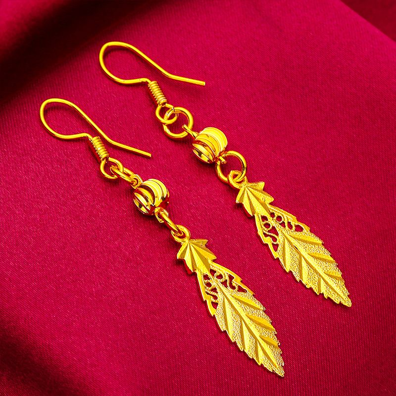 Earring Golden leaf earrings Tassel leaf ear ring 