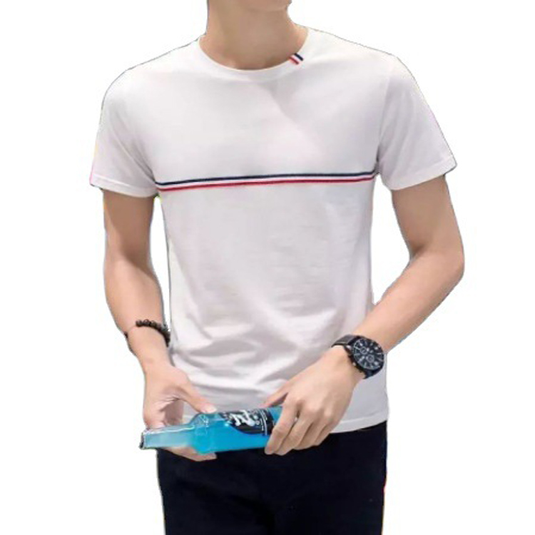 2020 Summer New Short-sleeved T-shirt Male Half-sleeved Student Clothes Stripes Japanese Slim Men's Half Sleeve Trend