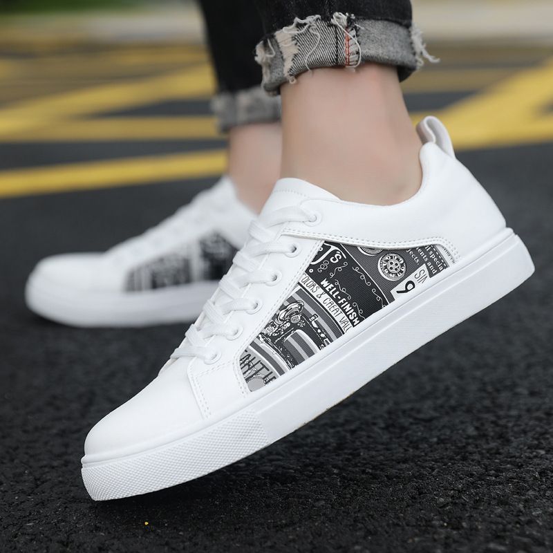 Big size new all-match men's shoes Korean version of the flow of boys low-top board shoes casual small white shoes R001