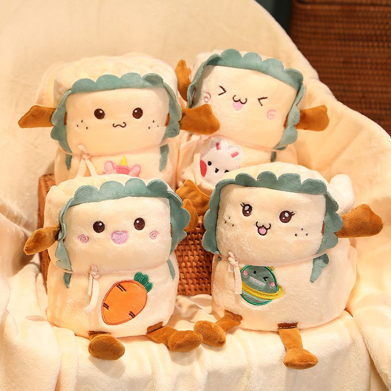 095 Cartoon Toast Plush Blanket, Lunch Nap Storage Blanket