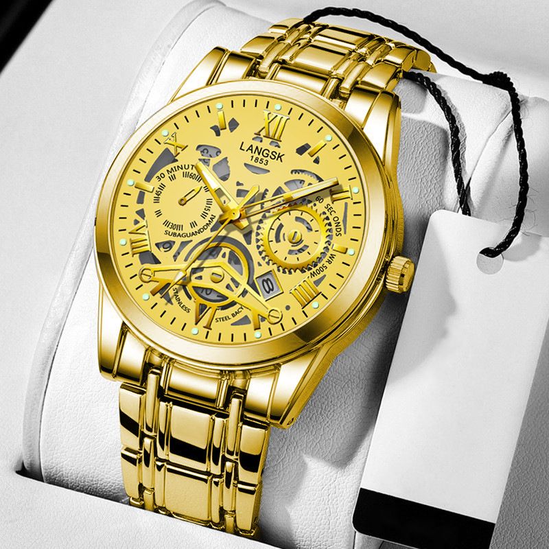 Quartz Mens Watches Stainless Steel Waterproof Watches for Men,Night Light Calendar Chronograph Watch for Men
