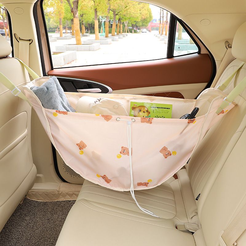 Car Storage Bag Multifunctional Back Seat Hanging Bag Cute Car Organizer Pouch Middle Seat Storage Net Pocket Auto Hanging Pouch
