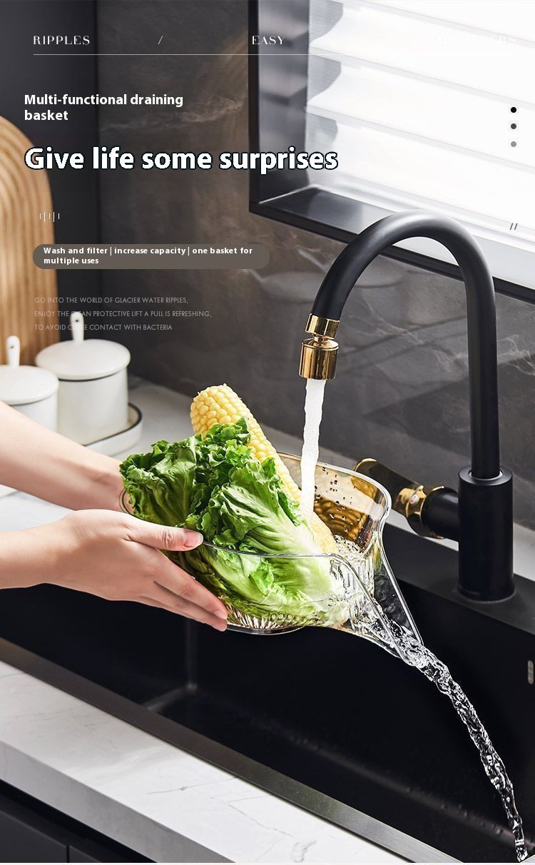AUNONT Multifunctional draining basket household new kitchen dishes draining plastic storage fruit tray creative draining basket