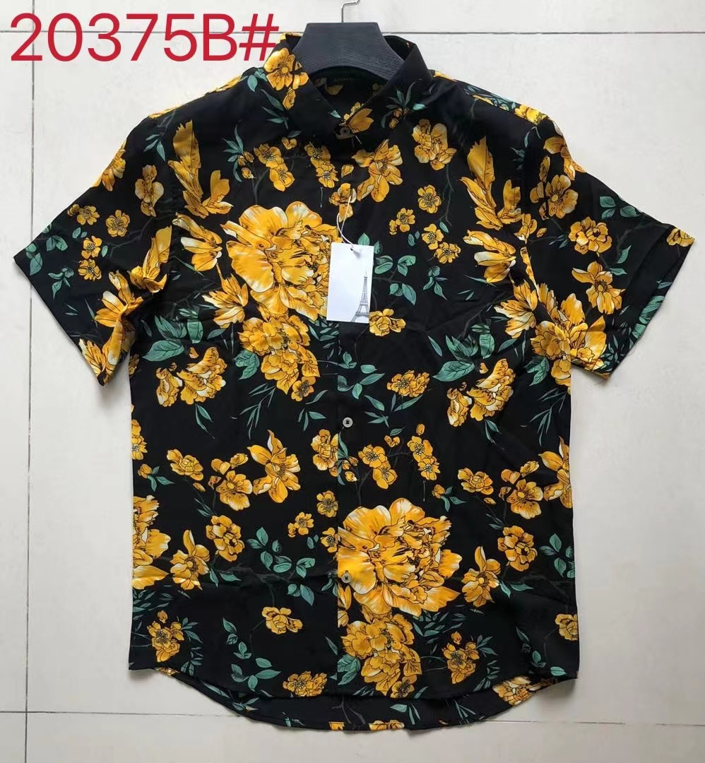 Summer New Men's Large Size Printed Casual Short-Sleeved Shirt Youth Fashion Floral Shirt