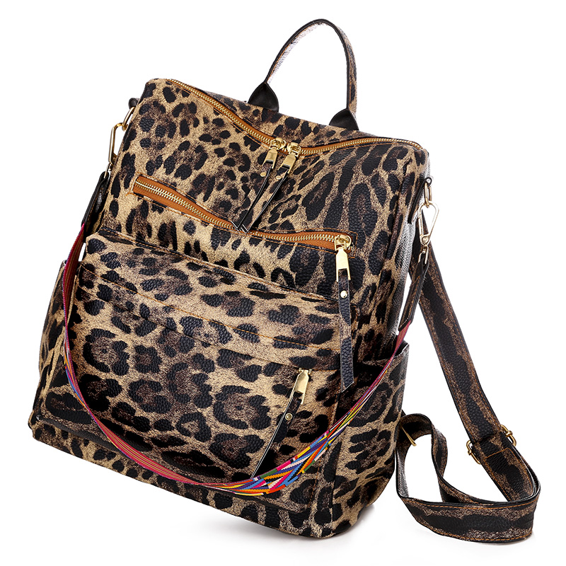 Quality Leisure High-volume Womens Backpack Bag Fashion Elegant Leopard Print Ladies Bags Travel Handbag 0297B#
