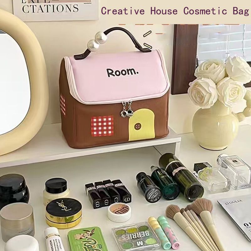 Small house cosmetic bag, storage bag, convenient travel toiletry handbag
