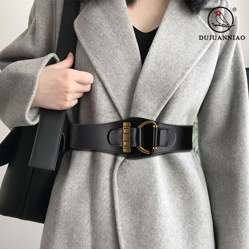 80215 Women's Retro Elastic Cinched Waistband Belt Waist is Suitable for Pairing with Coats