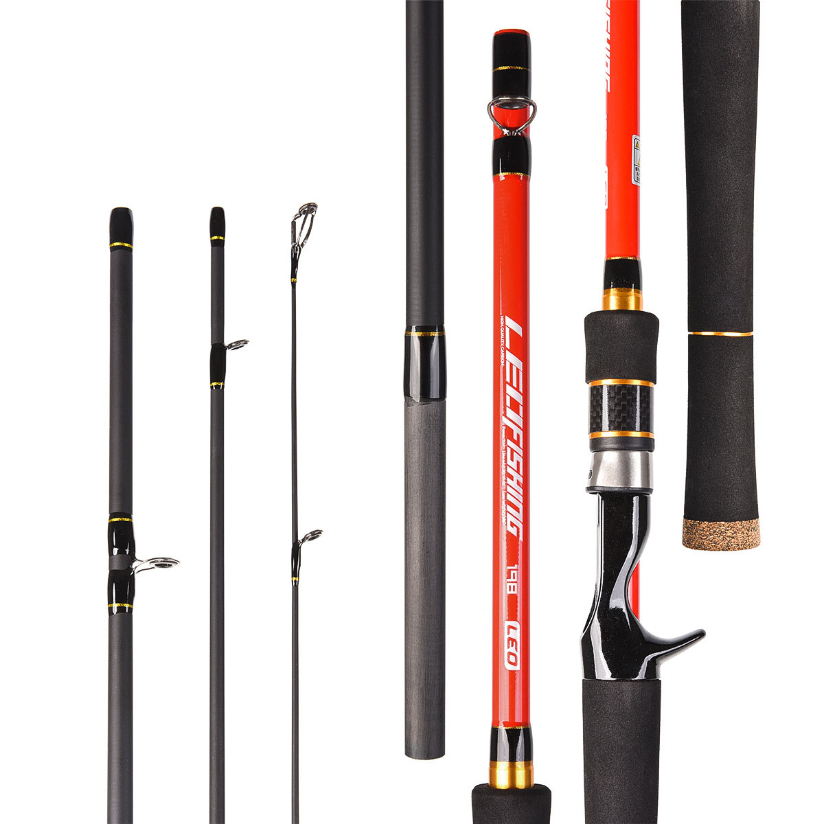 27874 Fishing Rod Carbon Straight Shank Gun Handle Horses Mouth Pole Portable Ultralight Lure Rod Fishing Rod