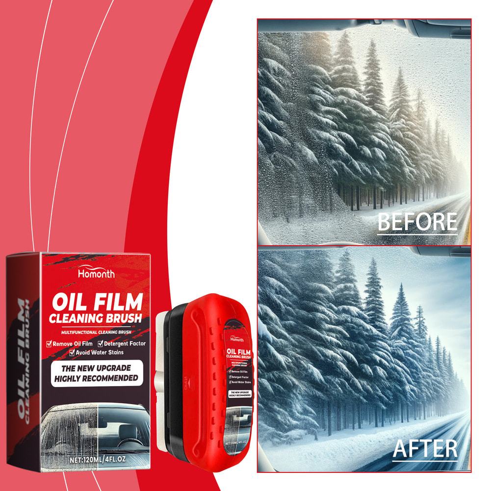 HOMONTH Car Glass Cleaner Automotive Glass Sponge Cleaning Brush Windshield Oil Film Cleaner Glass Polishing Agent Car Maintenance