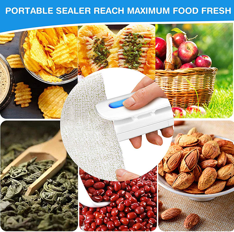 Mini Bag Sealer, Handheld Heat Vacuum Sealer, Plastic Bag Sealer to Keep Food Fresh, Portable Sealer Machine with Cutter, Small Sealing Machine for Potato Chips, Plastic Snack Bags
