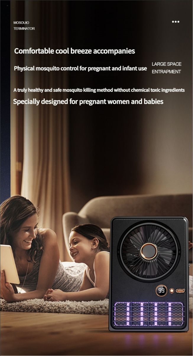 Indoor bedroom air conditioner fan mosquito killer lamp portable outdoor camping fan can be placed or hung two-in-one desktop fan mosquito killer lamp