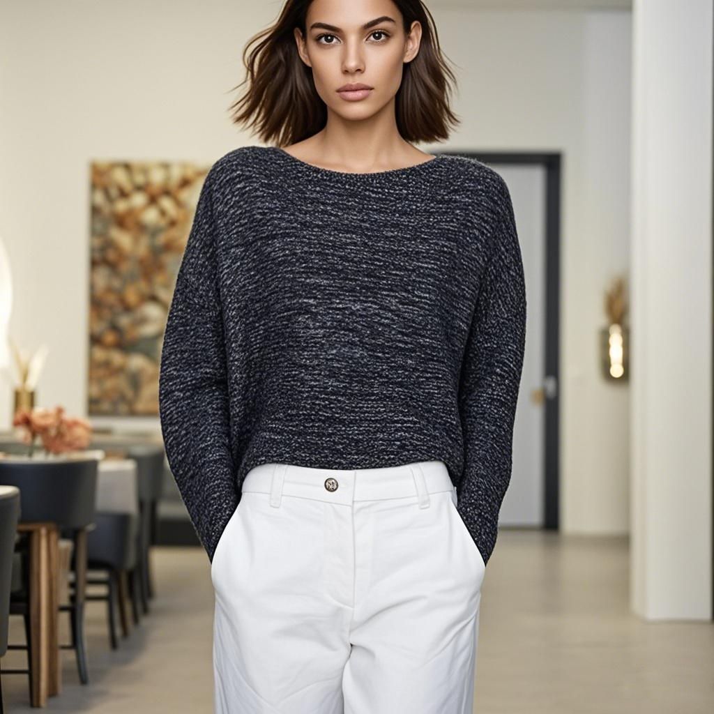 Wool knit Sweater Round Women's Sweater