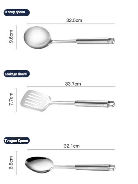 15-piece Stainless steel pot set thick composite bottom silver Cooking Pots frying pan soup pot milk pot spoon soup spoon stir fry spoon cookware set