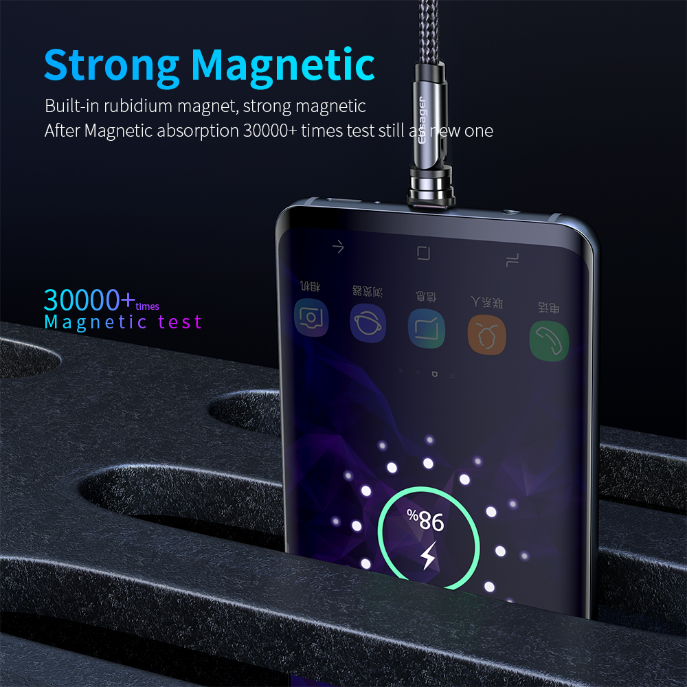 Essager 540 Rotate Magnetic Cable Fast Charging Magnet Charger Micro USB Type C Cable Mobile Phone Wire Cord For iPhone Xiaomi  FD11825500