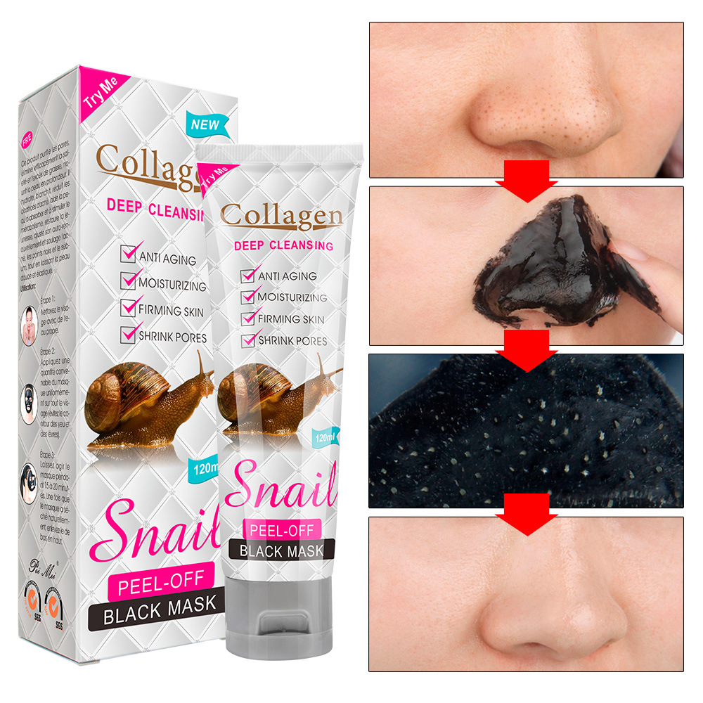 Snail Collagen Peel-off Mask Black Mask Nose Mask Facial Cleaning Moisturizing and Tearing Mask Skin Care Oil Control 120ml