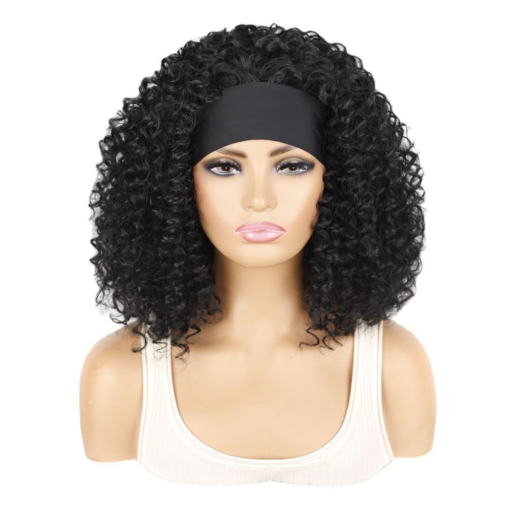 TopKiss Fashionable Short Curly Wig with High Temperature Fiber, Headband and Ice Silk Hairnet for Women's Dressup Local