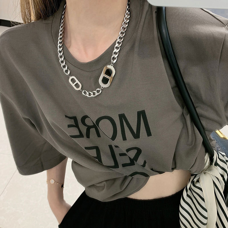 152 Black Pendant Cuban Necklace Women Gifts Simple Personality Hip Hop Cool Style Neck Chain