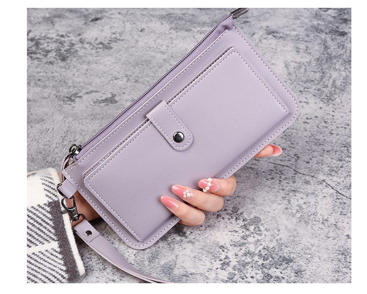 New Women Wallets Long Leather Luxury Card Holder Clutch Casual Women Bags Pocket Hasp Ladies Wallet Purse Pink 18cm *10cm*2cmPurple