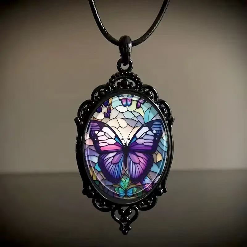 Necklace Time Stone 18x25mm Glass Necklace, Pendant Necklace unisex women men free shipping