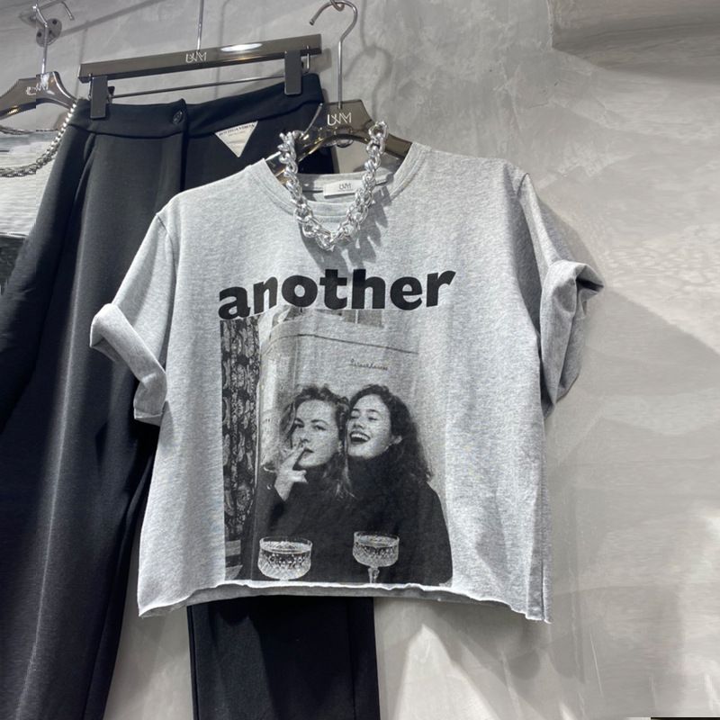 YF6034 Cotton T-Shirt Sports Loose Fitting T-Shirt Plain Round Neck T-shirt