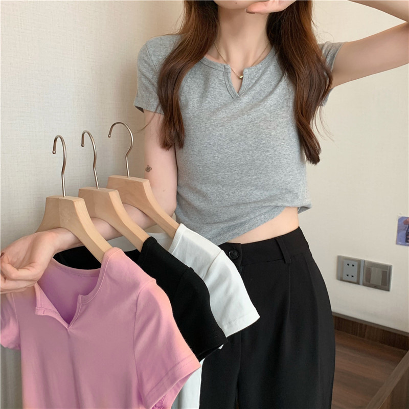 165 Women's Design Sense Slim Casual T-shirt Short Sleeves