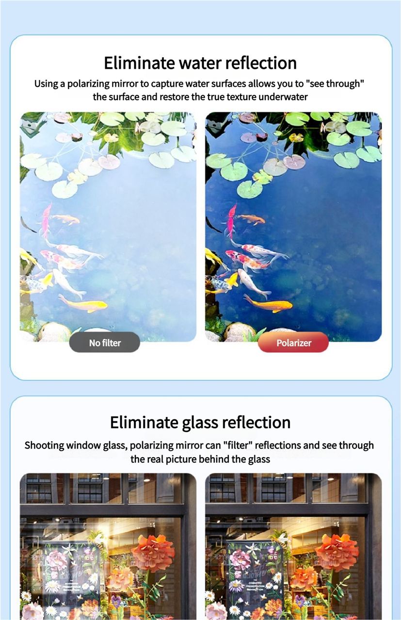 52mm Mobile Phone Photography Polarizing Filter (CPL) Clip - on, a Magic Tool for Eliminating Reflections and Providing High - Definition Filtering
