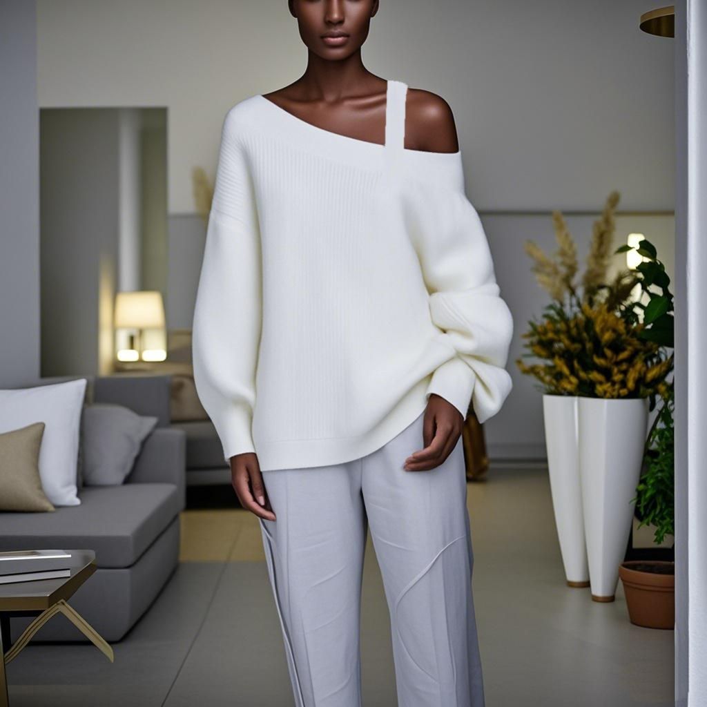 Wool knit Sweater Round Neck Women's Sweater