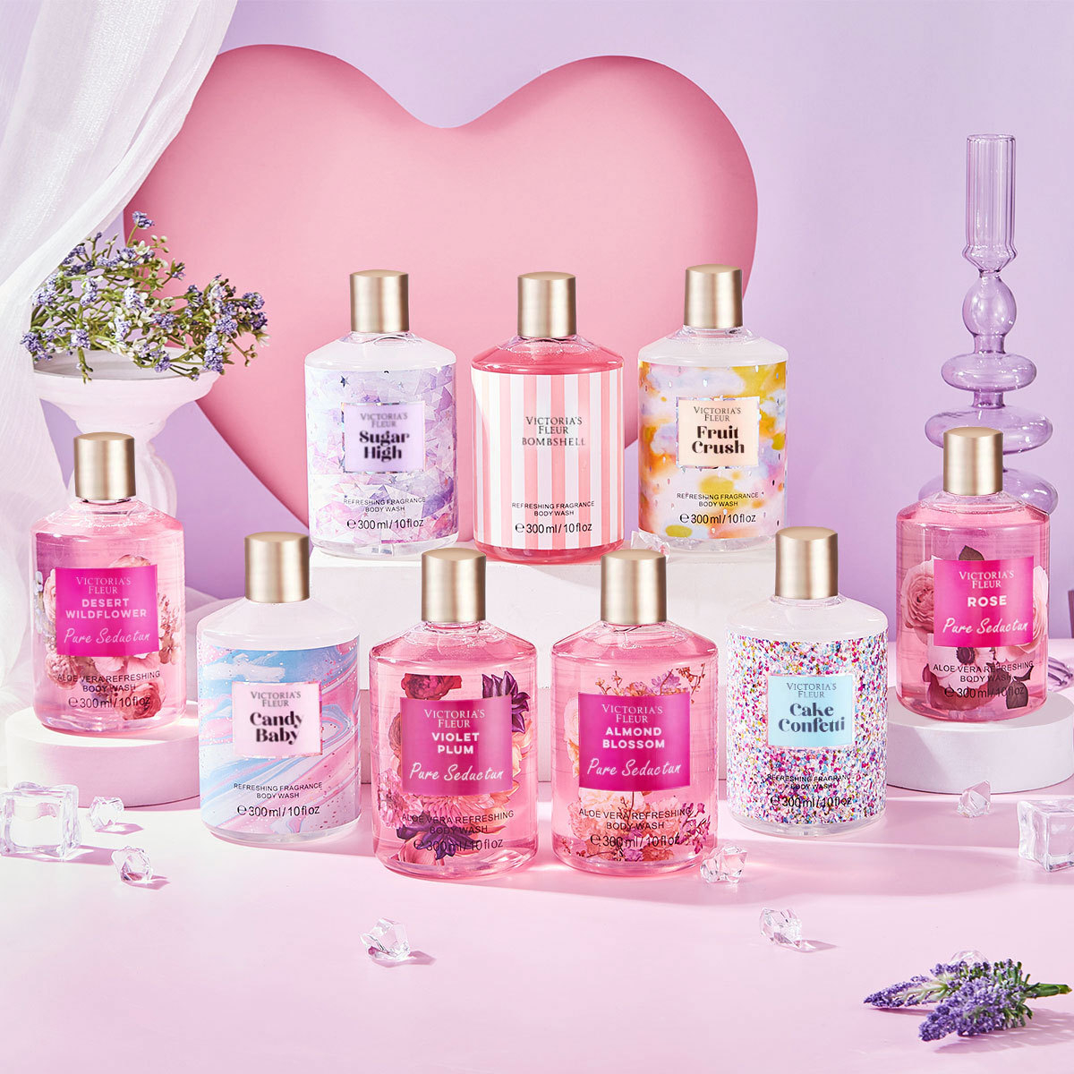 Victoria's Fleur Crystal Velvet Petals Perfumed Bath and Shower Gel Lasting Fragrance 300ml