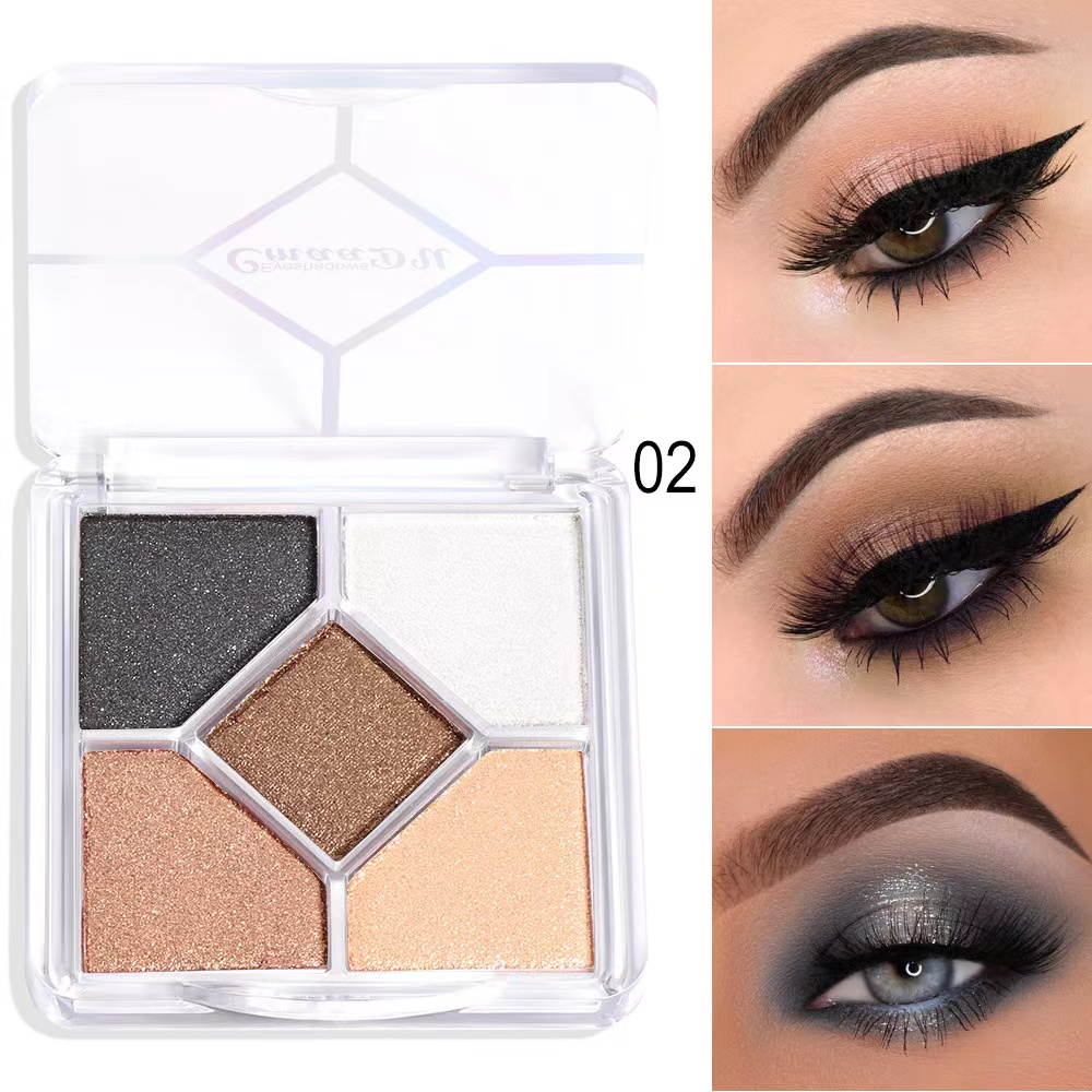 5 Colors Eyeshadow Palette Waterproof Glitter Matte Eyeshadow Pallete Shimmer Diamond Sequins Women Eye Makeup Pigment
