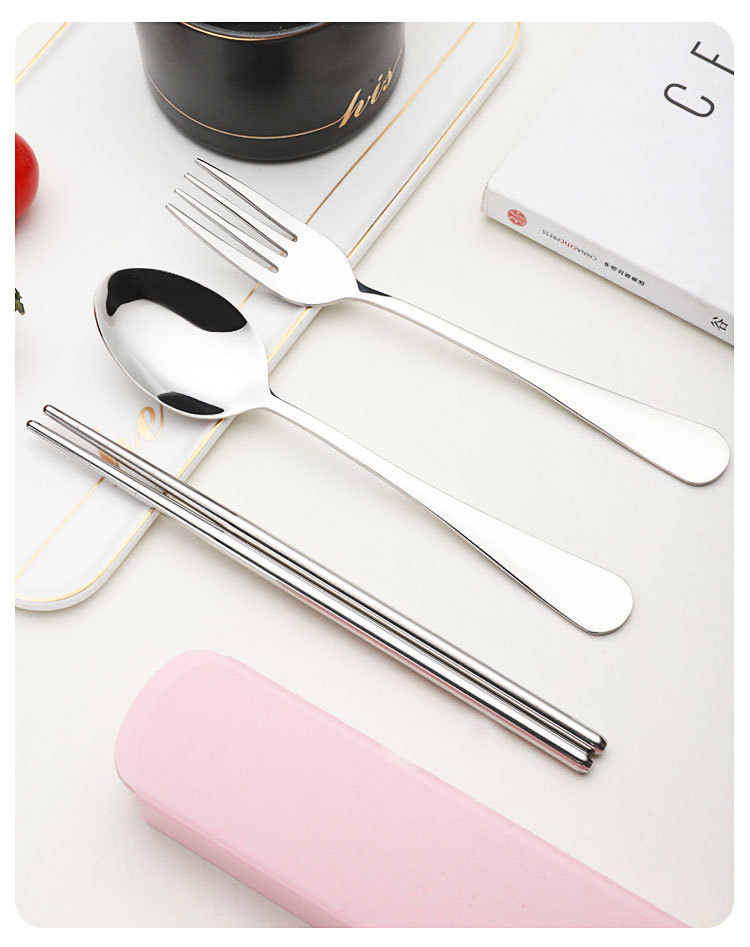 Travel Camping Cutlery Set Portable Tableware Stainless Steel Chopsticks Spoon Fork Steak Knife with Storage Case
