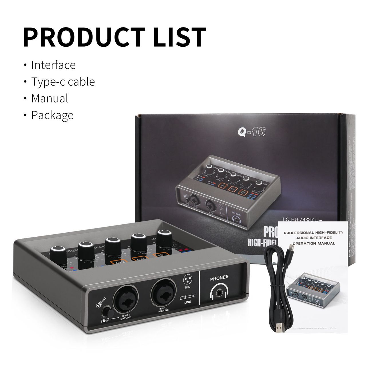 Mondel Trading XTUGA Professional sound card high quality recording studio audio interface small computer live broadcast sound card mixer Q16