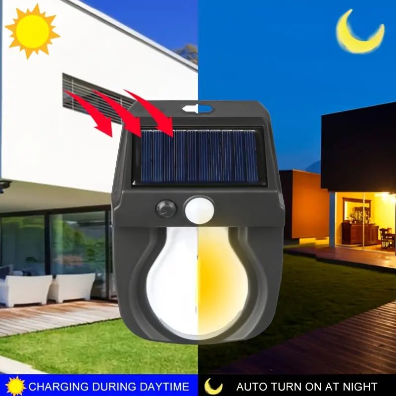 AUNONT LED Solar Outdoor Waterproof Wall Lamp Human Body Sensor Automatically Lighting at Dark PIR Motion Garden Wall Light Porch Lights Solar Wall Lights Outdoor Waterproof Motion Sensor Wireless Front Door Solar Garden Light