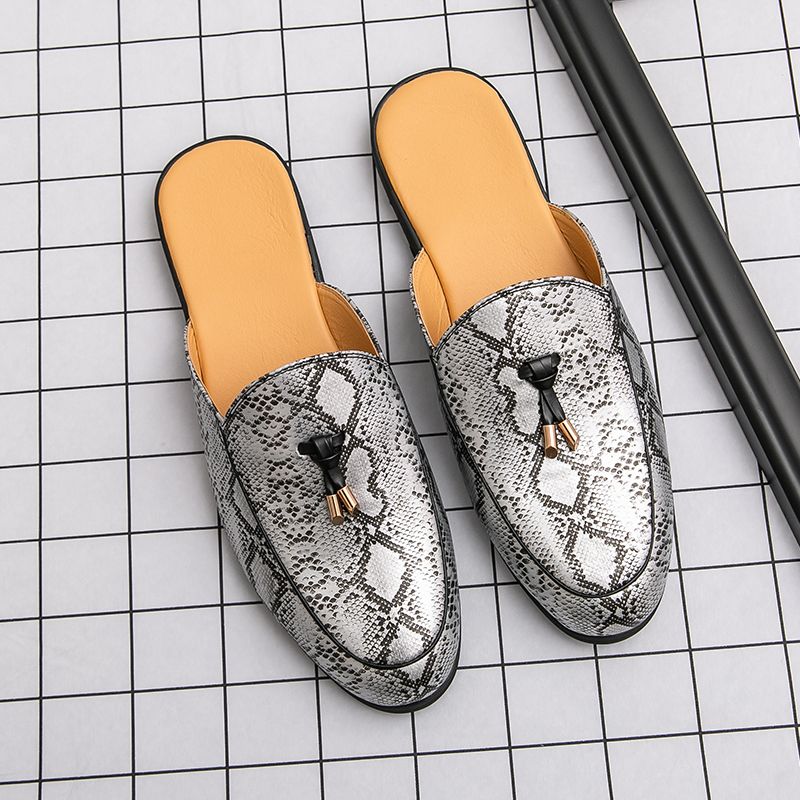 Youth Men Leisure Cool Mules Man Summer Slippers Fashion Casual Leather Loafers Flats Shoes Pu Breathable Slip On Footwears For