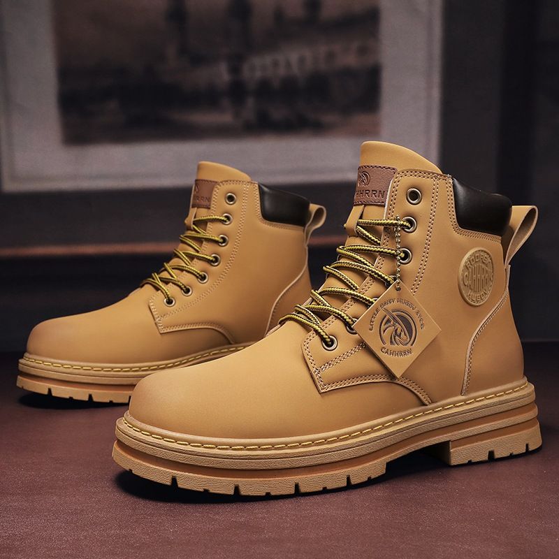 Thick-soled height-increasing Martin boots for men, retro workwear boots for autumn and winter, high-top big-headed shoes, British-style short boots for men