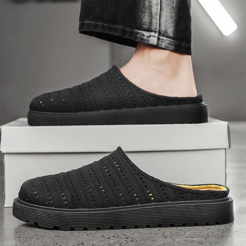 Youth Men Breathable Mesh Shoes Man Fashion Casual Flats Loafers Male Leisure Daily Slip On Footwears For Black