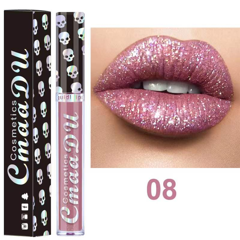 CmaaDu Diamond Liquid Lipstick 8 Color Shiny Metal Color Lip Gloss Waterproof Lasting Lips Makeup Cosmetic for Women Beauty