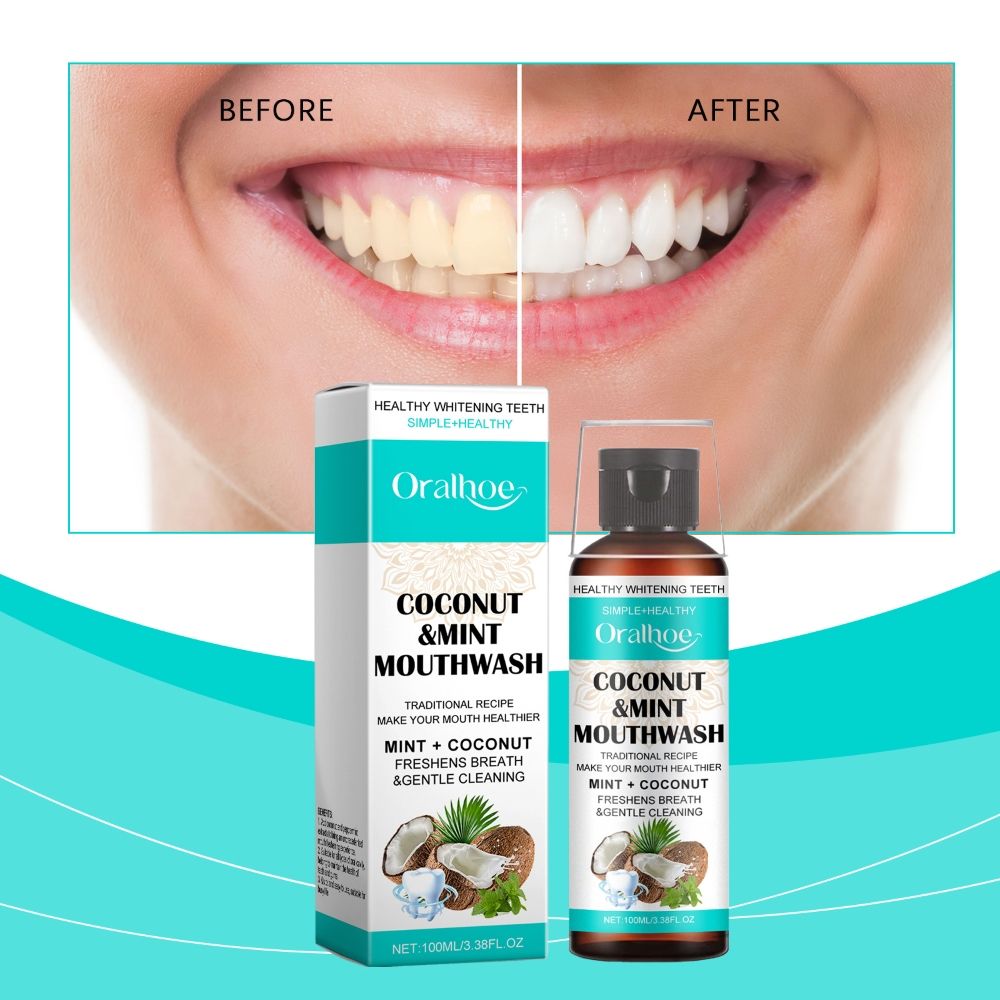 oralhoe 100ml Coconut Mint Pulling Oil Mouthwash Alcohol-free Teeth Whitening Fresh Oral Breath Mouth Care