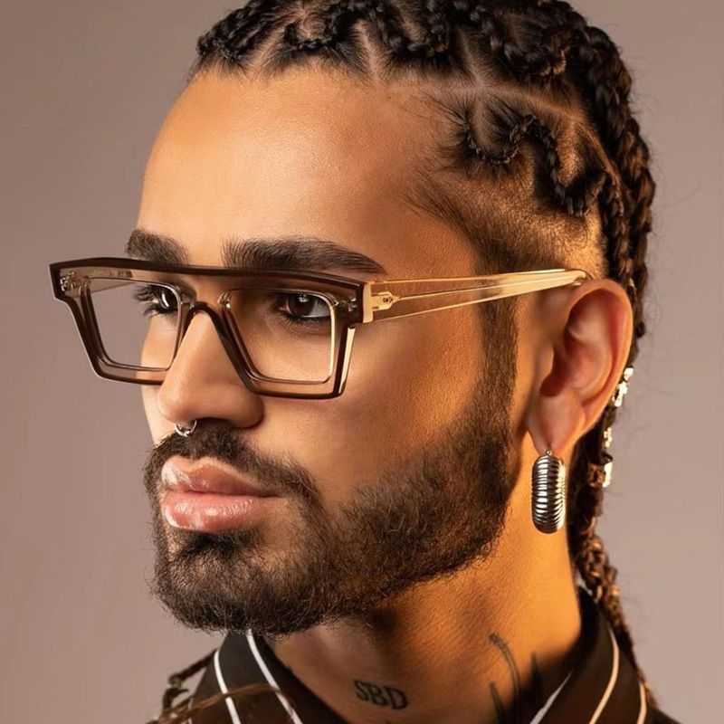 TR5202 Men's and Women's New Fashion Simple Square Frame Decorative Glasses Anti-Blue Light Flat Glasses