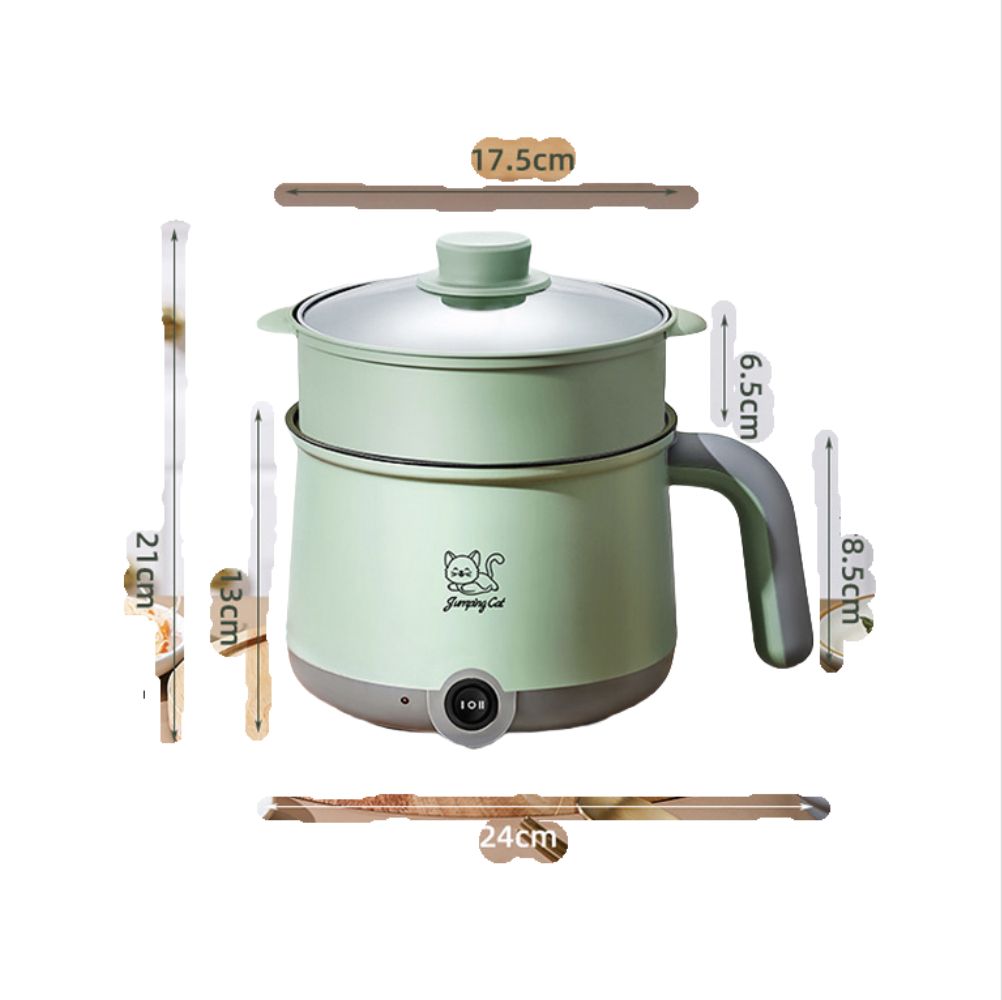 Electric Hot Pot Mini Non-stick Pot Fry Pan Electric Cooker with Plastic Steamer Dormitory Student Noodle Pot Home Electric Steamer Double-layers Egg Cooker Multi-functional Pot for Cooking Soup Rice Porridge Stewpot Kitchen Small Appliance