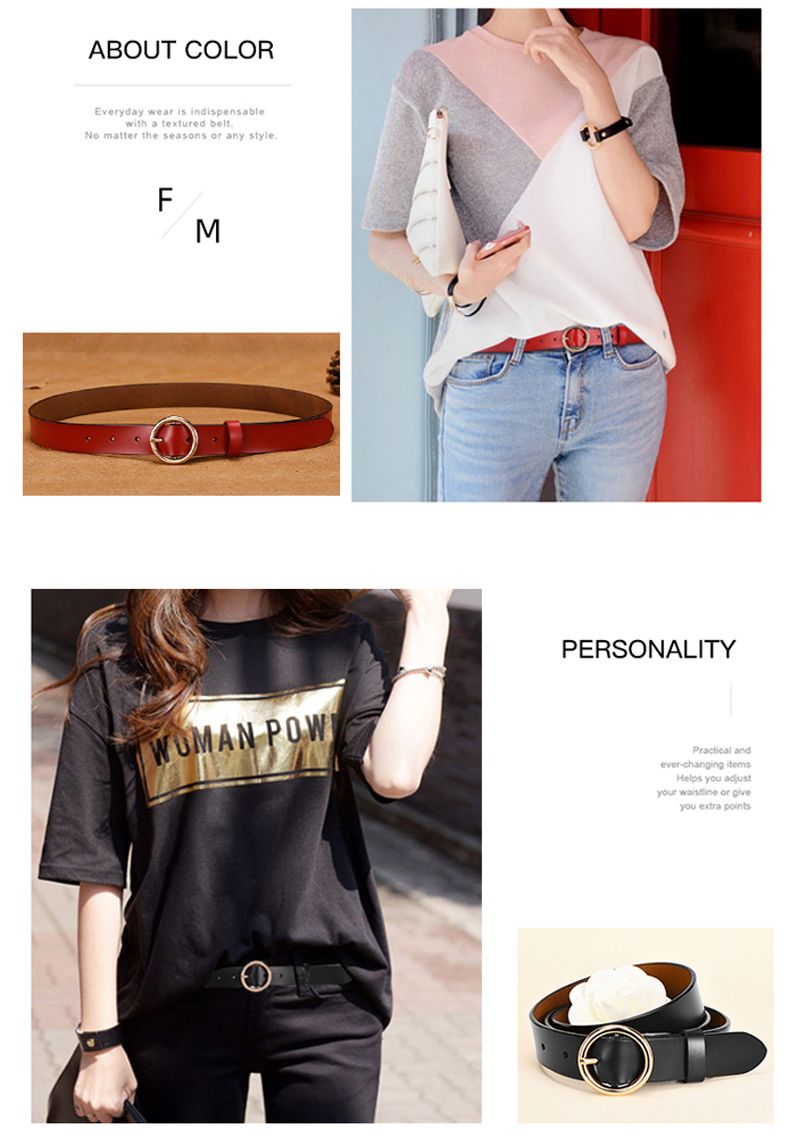 Women's Side Deposition Golden Buckle Jeans Wild Belts