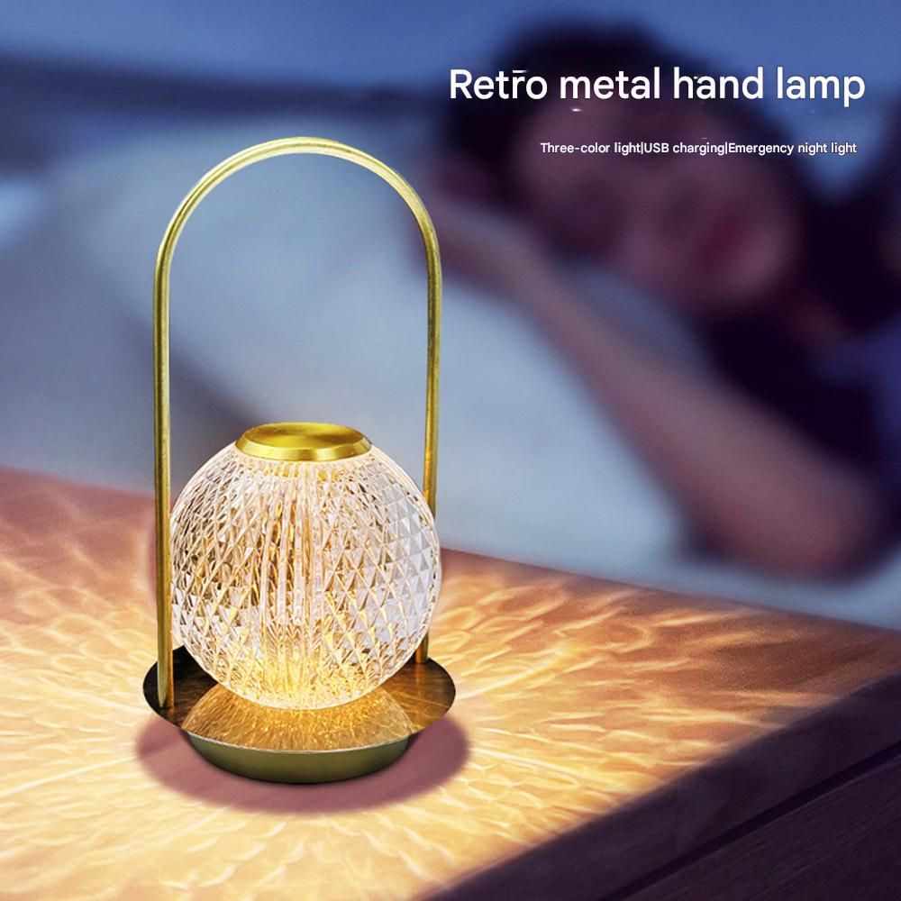 Creative portable metal table lamp outdoor USB charging atmosphere table lamp simple LED bedroom bedside night light