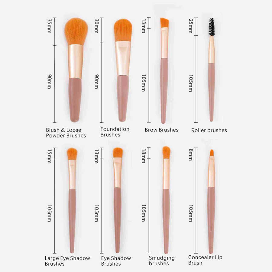 8 Mini Makeup Brushes Set Eye Shadow Brush Concealer Powder Brush Portable Soft Bristle Brush Set Beauty Tools